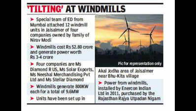 ED attaches Nirav family wind farms worth Rs 53 cr in Jaisalmer