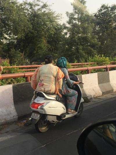 Helmetless two-wheeler riders