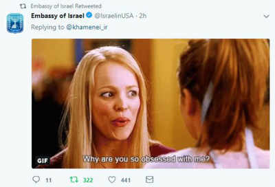 Israel embassy responds to ‘Iran’s threat’ with a 'Mean Girls' meme
