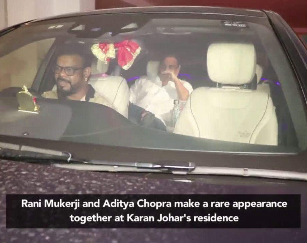 
Rani Mukerji and Aditya Chopra make a rare appearance together at Karan Johar's residence

