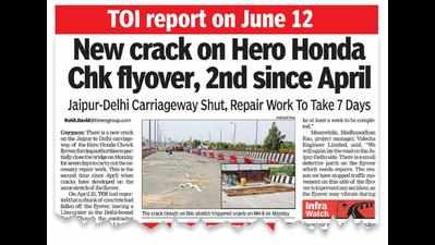 Gurugram: Repair work under way on Hero Honda Chowk flyover, but NHAI denies new crack