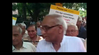 Senior citizens hold march for respect, dignity at Jantar Mantar in Delhi