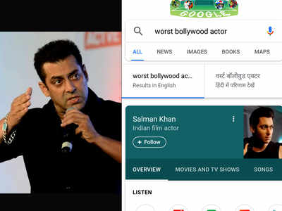 Google says, 'Race 3' star Salman Khan is the 'worst' Bollywood actor