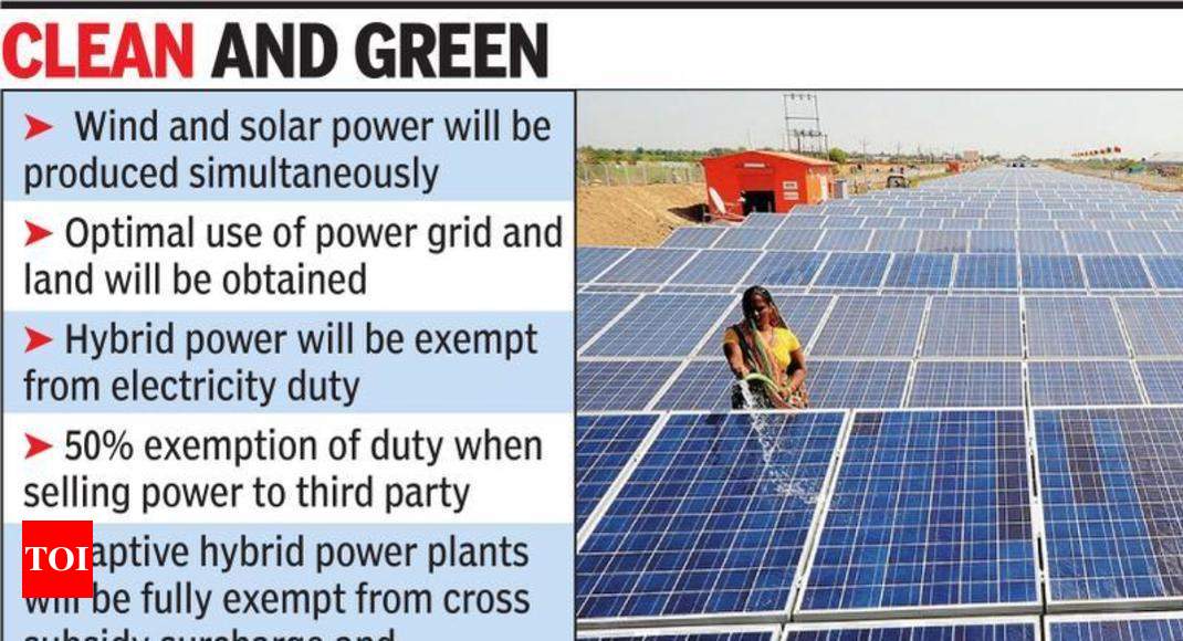 Gujarat govt announces hybrid power policy Ahmedabad News Times of