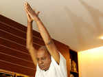 International Yoga Day: Former Prime Minister H D Deve Gowda perform asanas