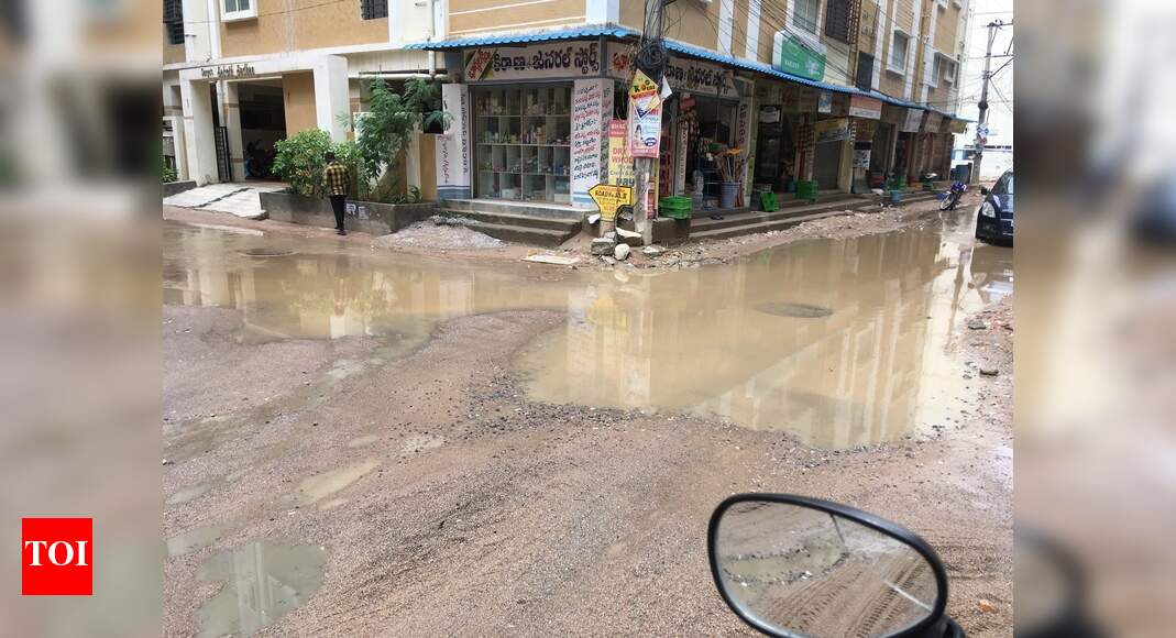 Nizampet Bhandari layout rain water clogging. Times of India