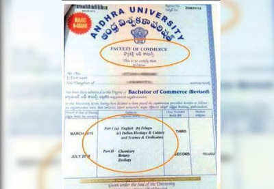 Andhra University issues B.Com degree to B.Sc graduate