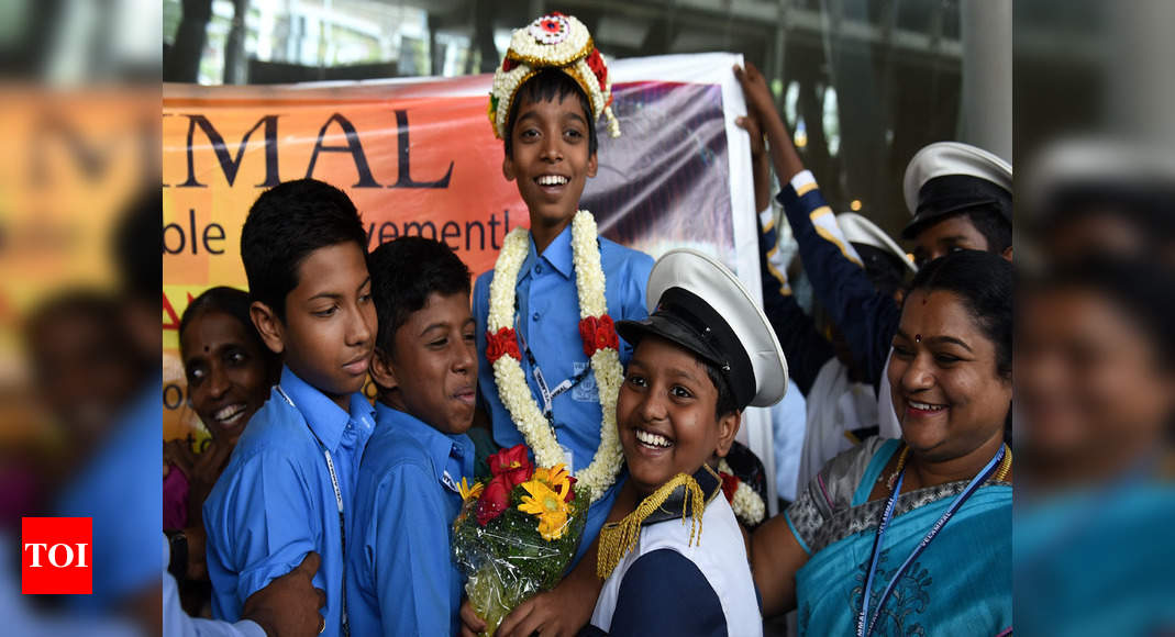 Good for Chess': R Praggnanandhaa receives grand welcome at Chennai airport, Watch