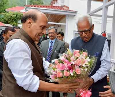 Rajnath arrives on 2-day visit to J&K, meets governor