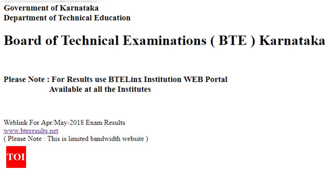 Dte Karnataka Diploma Results Released Check Bteresults Net