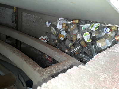 liquor bottles found in BRTS bus shelter
