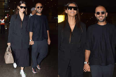 Newlyweds Sonam Kapoor and Anand Ahuja twin at the airport and it's ...