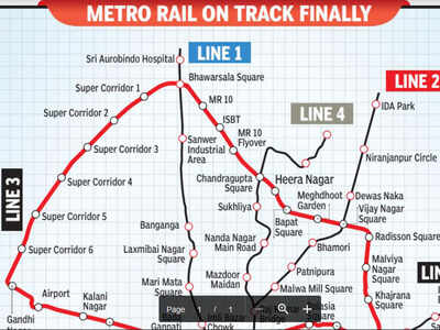 Indore Metro Route Map Indore: Hurdles Set To Go, Metro Work May Kick Off In Aug | Indore News -  Times Of India