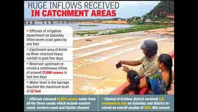 As Krishna swells in district, 5,000 cusecs water released