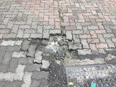 Paver blocks on recently repaired road