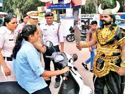 In Ambala, Yamraj has a lesson for helmetless riders | Gurgaon News ...