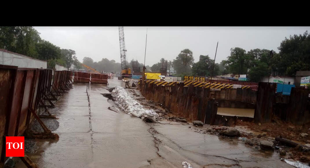 Patna Bailey Road caves in after heavy downpour at elevated road