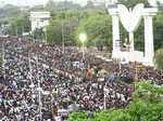 M Karunanidhi's funeral procession draws throngs of followers