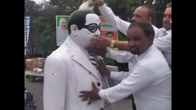 Dalit lawyers ‘purify’ Ambedkar statue after BJP neta garlands it