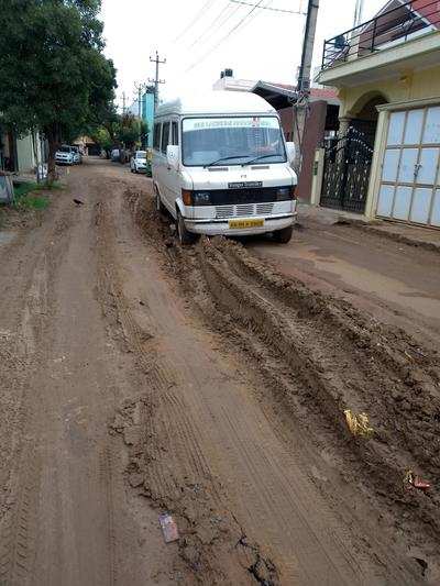 Pathetic Road Condition at Bhadrappa Layout