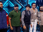Sunny Deol, Dharmendra and Bobby Deol pose with Badshah and Pritam