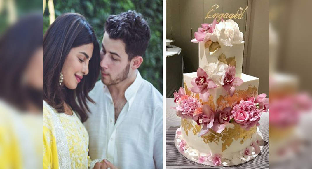 Priyanka Chopra and Nick Jonas' engagement cake had 24-carat gold on it! |  The Times of India