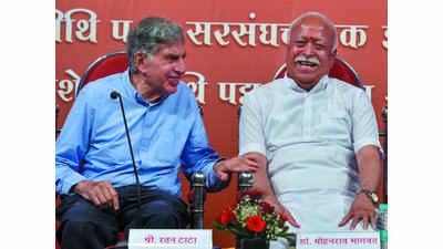 Tata attends RSS event, but declines to speak