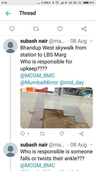 Skywalk at Bhandup - potholes????