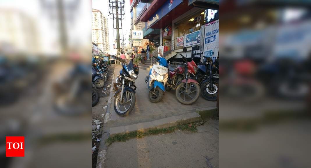 Parking On Foot Path Near Dlf New Town Akshaynagar - Times Of India