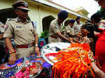 Women tie rakhis to jawans, police personnel