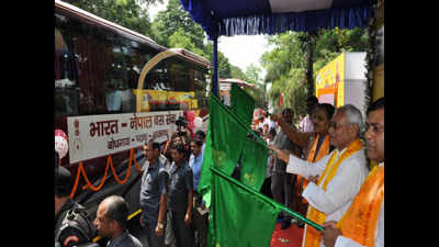 CM Nitish Kumar flags off bus service to Kathmandu and Janakpur