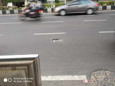 A potentially hazards pothole