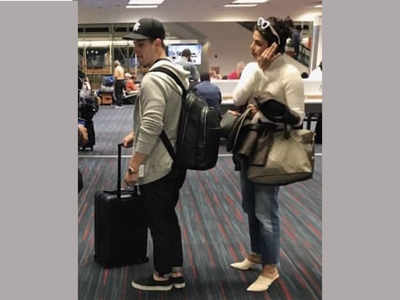 Priyanka Chopra and Nick Jonas spotted at the airport as they return from their trip