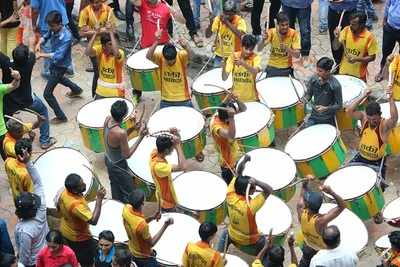 Chalisgaon and Babulgaon bands take centre stage to give Bappa a grand farewell