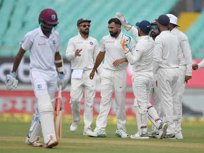 India vs West Indies, 1st Test Day 2: West Indies 94/6 at stumps, trail India by 555 runs | Cricket News - Times of India