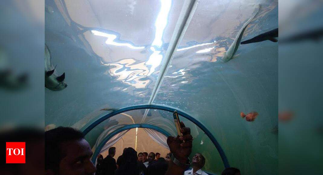 Tunnel aquarium at JK Grounds draws huge crowd on first day Mysuru