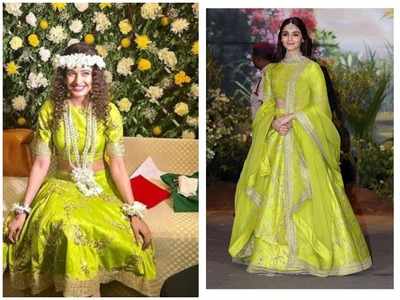 Alia in green outlet lehenga