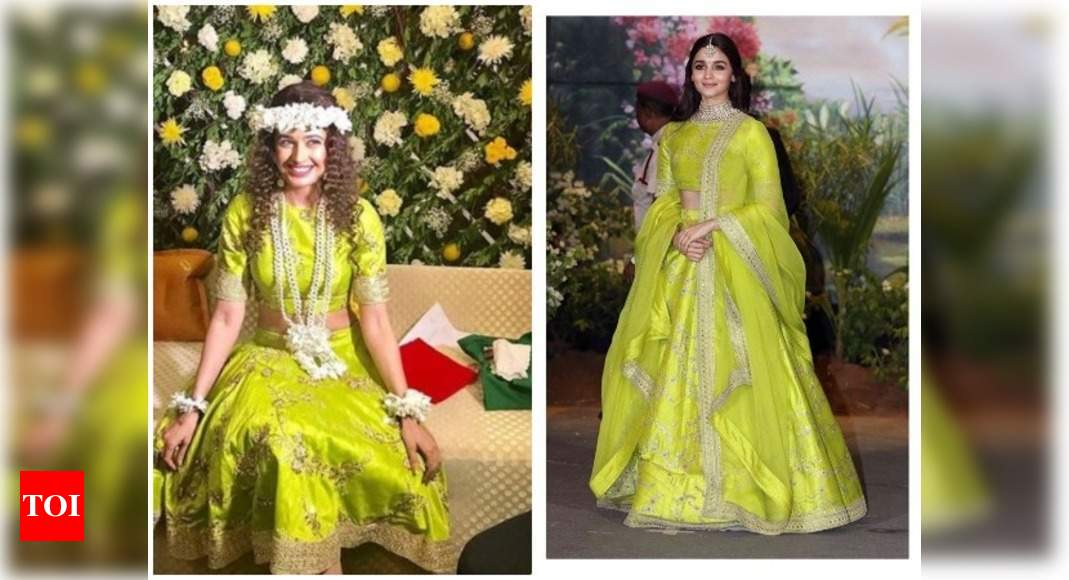 Alia Bhatt in Sabyasachi at Sonam Kapoor's Wedding Reception – South India  Fashion