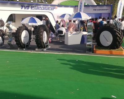 TVS Eurogrip tyres displayed at Krishi Darshan Expo
