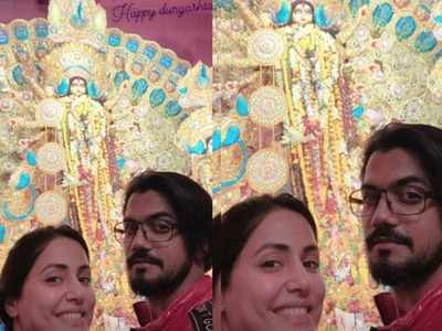 Hina Khan celebrates Durga Puja with boyfriend Rocky in Kolkata