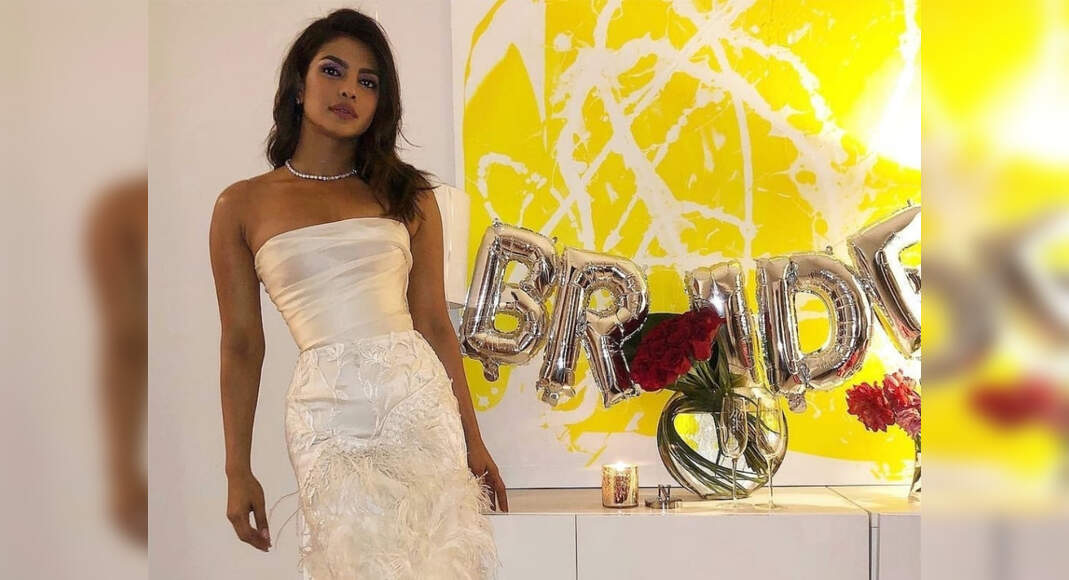 priyanka chopra bridal shower dress Chopra's look is only proof that what's yet to come is going to be spectacular! Veil Pants:30 fabric_viscose Tiana: blue princess version