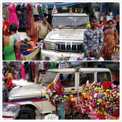 Police Vehicles and Chowky captured by hawkers