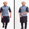 Traditional wear Indian Punjabi Men wear Straight Stylish Silk Kurta Pajama  Set Jacquard Printed Jacket Coti 1752 (XXS, Beige) at Amazon Men's Clothing  store