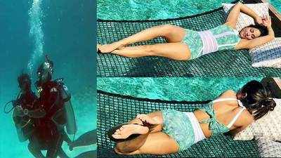 Hina Khan enjoys underwater dance with beau Rocky Jaiswal in Maldives