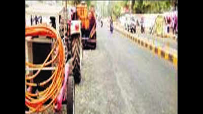 PWD asphalting good road marked for concretization