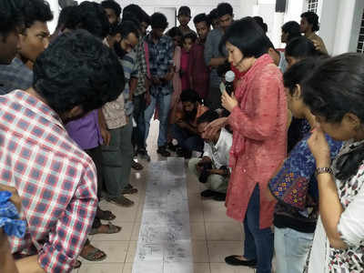 Japanese scroll painting workshop documents Kerala floods