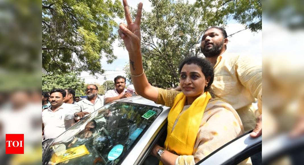 Big crowd cheer as NTR’s granddaughter Suhasini files nomination from ...