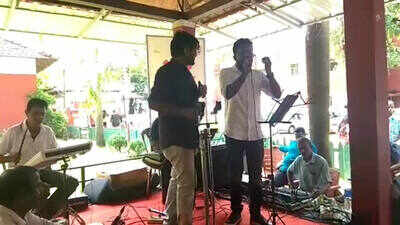 Mithun Jayaraj and Nidhin P K perform at 'Arts and Medicine' show