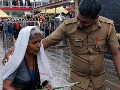 Truth behind viral photo of old woman, policeman clicked in Sabarimala