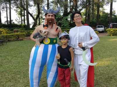 Aamir Khan, son Azad Rao and wife Kiran Rao dress up like the characters from the French comic book Asterix!